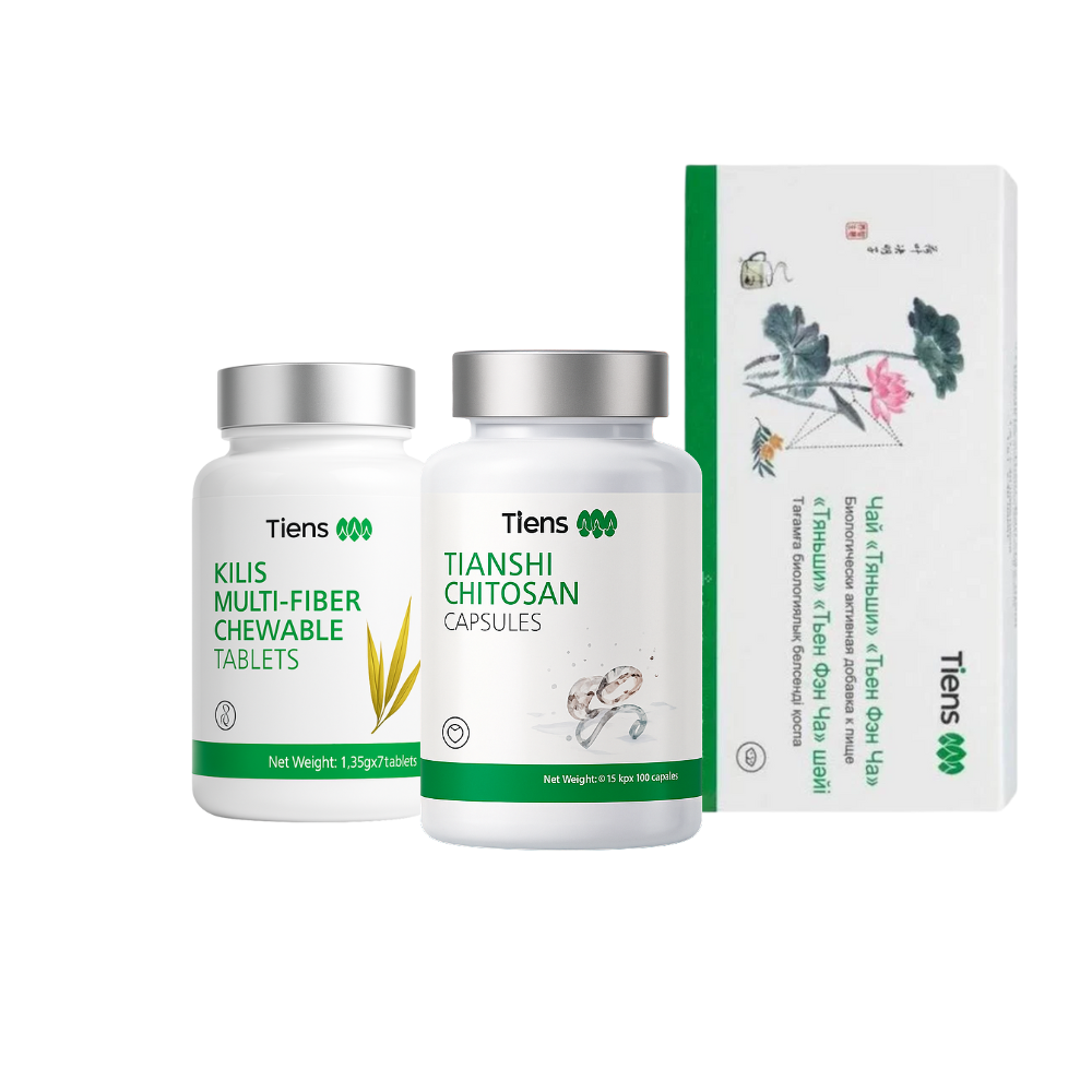 Arıqlama paketi Пакет для похудения от Tiens – 30-дневная программа снижения веса и сжигания жира с хитозаном, целлюлозой и антилипидным чаем.